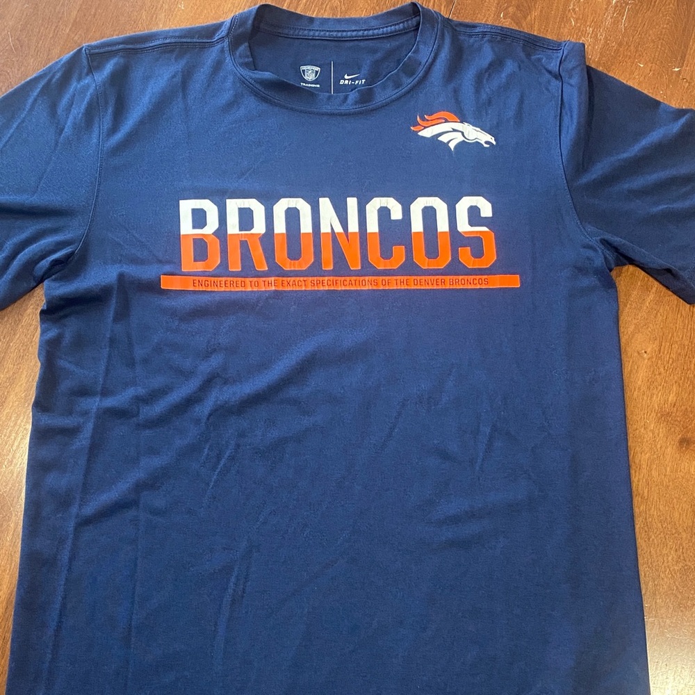 Nike Dri-FIT NFL Denver Broncos Training Tee Mens Small Navy